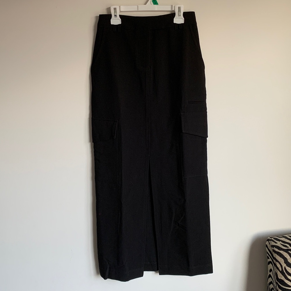 4th Reckless Black Midi Skirt with Cargo Pockets